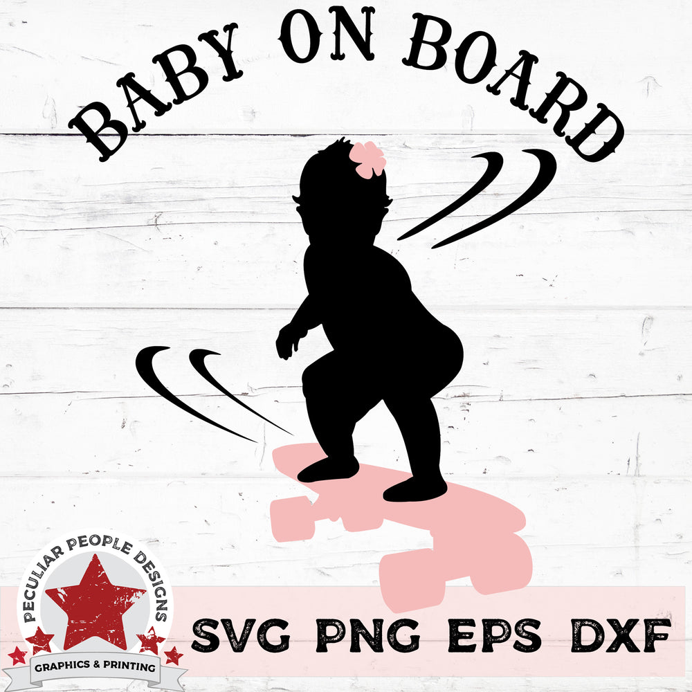 Baby On Board - Skateboarding Girl SVG by peculiar people designs