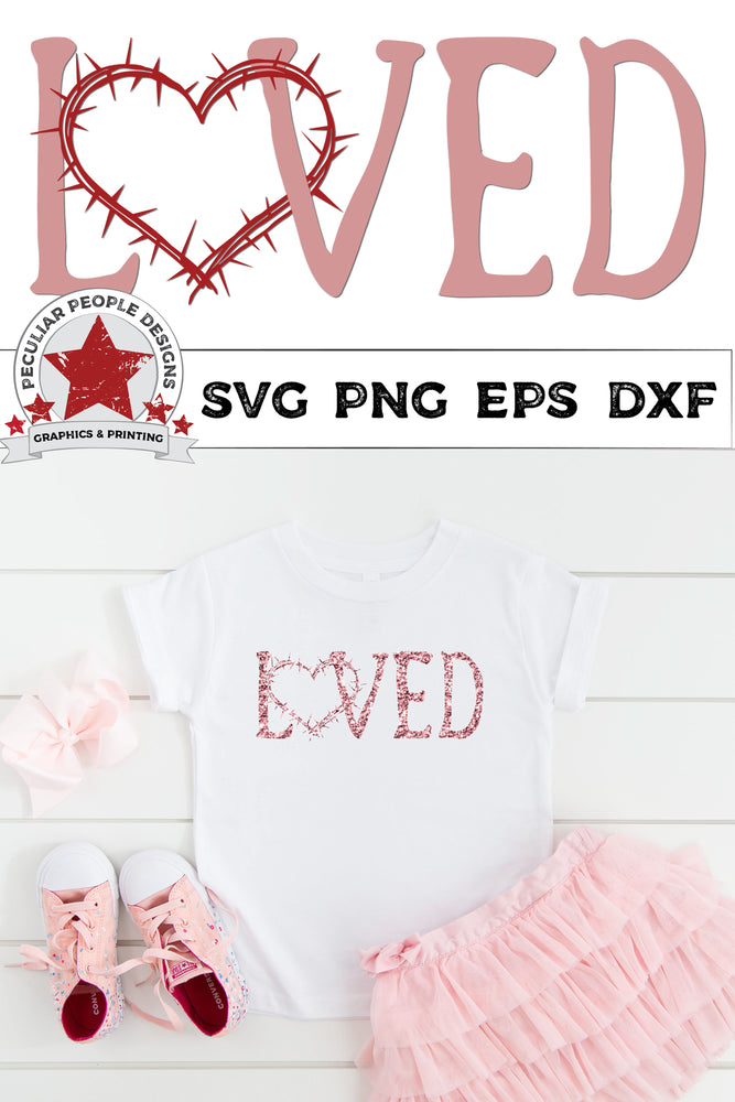 
                  
                    loved crown of thorns svg in pink gliter, on a todler's tee, shown with a pink tutu, bow and shoes
                  
                